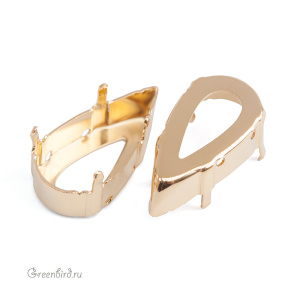 NEW 4322 Оправа для Teardrop 18х9 мм, томпак/золото