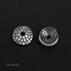 Шапочка с фианитами, gunmetal, 1 шт. (#SVAC-13T)