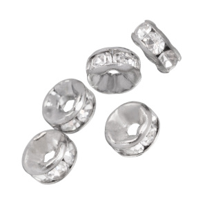 Бусина с фианитами 4 мм, родий, Crystal, уп. 5 шт. (#CN-BM-003R)