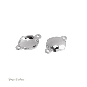NEW 4683 Оправа-коннектор для Thin Hexagon Fancy Stone 7,8х8,7 мм, томпак/родий