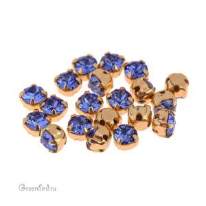 53200 Chaton Montees SS16 (4мм) в оправе, золото – Sapphire (#206)