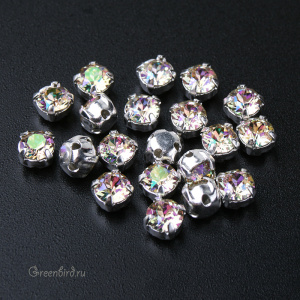 53200 Chaton Montees SS16 (4мм) в оправе, серебро – Luminous Green (#001LUMG)