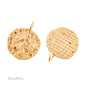 Подвеска с цветными фианитами "Зодиак - Дева", золото, 1 шт. (#SVA-ZOD-06G)