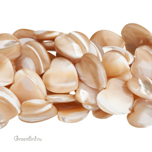 Бусина "Сердце" 14 мм, кофейный перламутр, 1 шт. (#SVA-PRL-008)