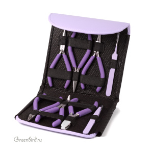 Набор из восьми инструментов Beadsmith в чехле, орхидея (#PLFAS03)