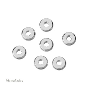 Бусина-разделитель "Шайба" 6 мм, родий, 1 шт. (#SVABM-29R)