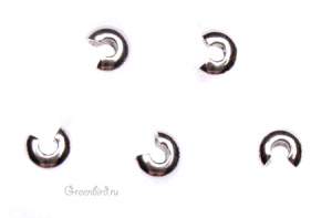 Бусина на кримп гладкая, серебро, 1 шт. (#04SP)