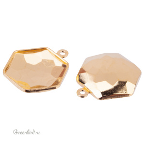 NEW 4683 Оправа-подвеска для Thin Hexagon Fancy Stone 14х15,8 мм, томпак/золото