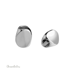 Бусина "Триплет" 8,1х6 мм, родий, 1 шт. (#SVABM-45R)