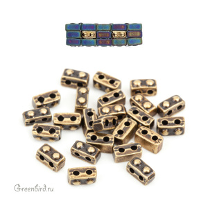 CYMBAL Металлическая бусина Half TILA "Ornos", ант. латунь, 1 шт. (#HT-012331-AB)