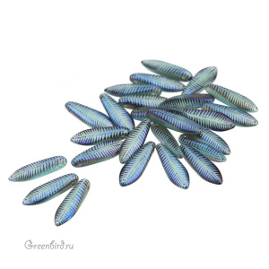 Glass Daggers 5x16mm, Turquoise Opal Lsr Feather, 1 шт. (#61100/22203F)