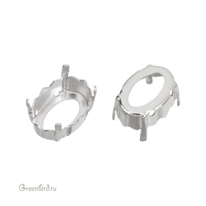 4160 Оправа для ювелирного кристалла Magical Oval Fancy Stone 14х10 мм, белая бронза