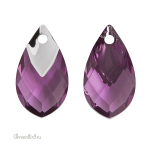 Swarovski 6565 подвеска Капля Met Cap 18 мм, аметист/светлый хром Z (#204LTCHZ), 1 шт.
