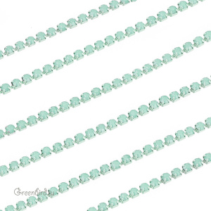 Цепочка со стразами 2 мм, Pacific Opal, мятный, 10 см (#SVA-RCH-32)