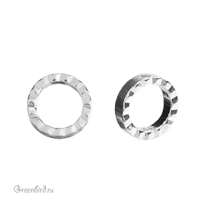 Коннектор-рамка "Круг рифленый", 6 мм, родий, 1 шт. (#SV1701-C21R)