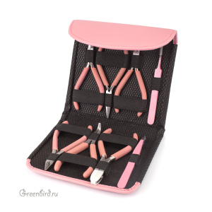 Набор из восьми инструментов Beadsmith в чехле, бабл-гам (#PLFAS08)