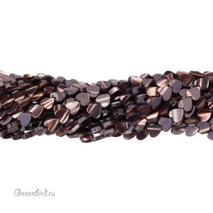 Бусины-сердечки 8 мм, шоколадный перламутр, нить (#SVA-PRL-328)