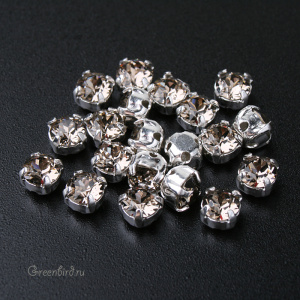 53200 Chaton Montees SS16 (4мм) в оправе, серебро – Greige (#284)