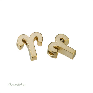 Бусина фигурная "Зодиак - Овен", матовое золото, 1 шт. (9JJ262), Корея