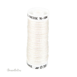 Металлизированная нить Tresse #16 AVAS, молочный AB, 10 м (#16-036)