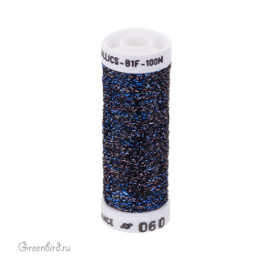 Металлизированная нить AVAS B1F, черный/синий, 100 м (#060)
