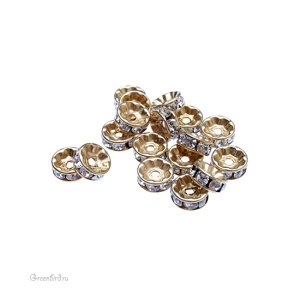 Swarovski 1028 Рондель 8 мм, золото, прозрачный (#R-06), 1 шт.