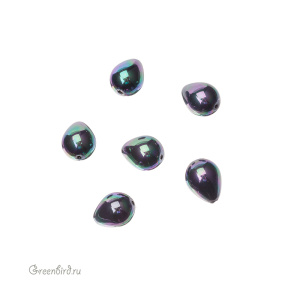 Жемчуг "Майорка" капля 14 x 10 мм, черный/скарабей, 1 шт (#SV1701-9023)