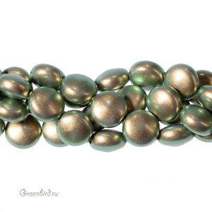 Swarovski 5860 Жемчуг плоский 12x7 мм, иризирующий зеленый (#930), 1 шт.