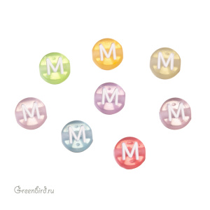 Бусина-буква "M" цветная, 1 шт. (#SV-Col-M)