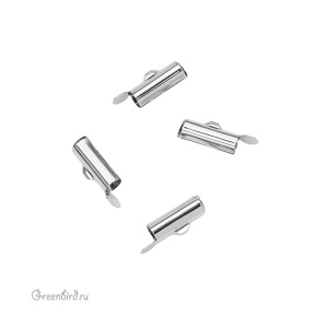 Концевик-трубочка 14 мм, родий, 1 шт. (#SV1701-E05-R)