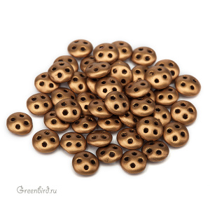Quadra Lentil 4 отверстия 6mm, Matte Metallic Antique Gold, 5 гр (#K0174JT)