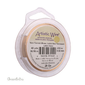 Проволока Artistic Wire 28 Ga Non-Tarnish Brass (AWS-28-NTB-40YD)