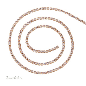 Цепочка со стразами 1,7 мм, Crystal, золото, 10 см (#RCH-01G)