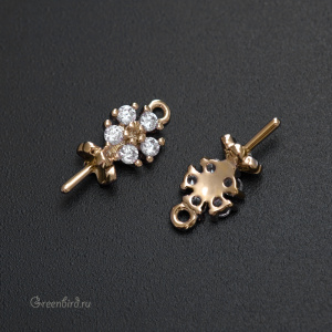 Подвеска для вклеивания с фианитами "Цветок", золото, 1 шт. (#SVA-FIAN-840G)