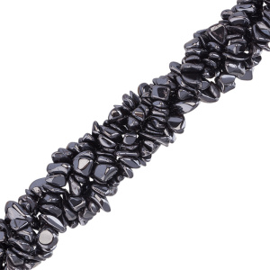 Бусины Геметин 7-12 мм, крошка, цвет: черный, нить (#SV-HMT-122)