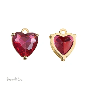 Подвеска "Сердце" 12,5 мм, фианит Red, золото, 1 шт. (#SVA-FIAN-084G)