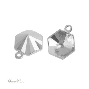 NEW 4699 Оправа-подвеска для Prismatic Hexagon Fancy Stone 9,4x10,8 мм, томпак/родий