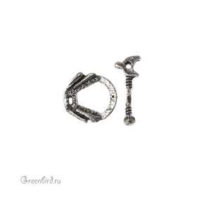 "Стимпанк", замок-тоггл, ант. серебро, 1 шт. (#С1450)