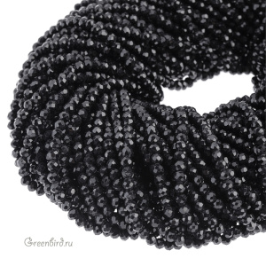 Бусины граненые рондели 4,2 мм, черный, нить (#SVAB1500)