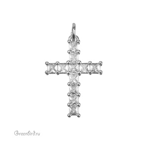 Подвеска "Крестик", кристаллы, родий, Crystal (#SVA-FIAN-093R)