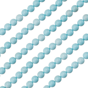 Бусины Турквенит 8 мм, круглые, голубой, нить (#SVA-NTS-36)