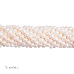 Жемчуг пресноводный 7 х 6 мм, светлый, нить (#1688)