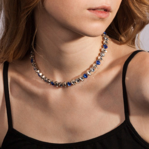 Колье из кристаллов, микс Blue, серебристый, GRBD
