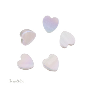 Бусина "Сердце" 8,5 мм, белый радужный перламутр, 1 шт. (#SVA-PRL-037)