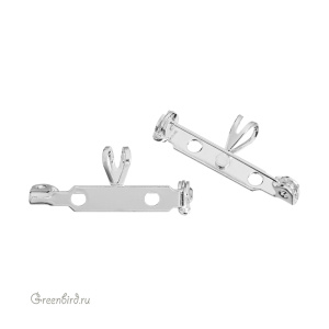 Основа для броши/кулона с петлями, 26 мм, серебро, 1 шт. (#BBP10S)