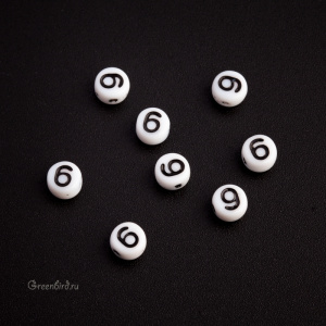 White Letter Beads – Цифра "6", 1 шт. (#PB311-07W-6)