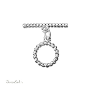 Замок-тоггл "Витой", родий, 1 шт. (#SV1701-T22)