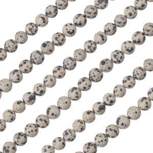 Бусины имитация Яшма далматин 8 мм, круглые, нить (#SVA-NTS-21)