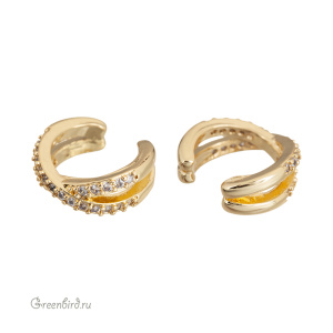 Кафф-колечко с фианитами "Сплетение", золото, 1 шт. (#SV1701-K15)