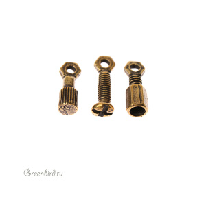 "Стимпанк", подвеска, ант. латунь, 3 шт. (#Л1427)